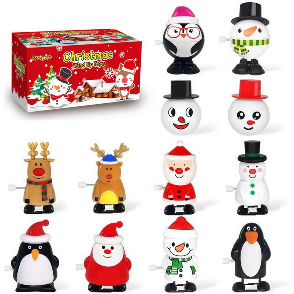 12pcs 크리스마스 바람 업 장난감 어린이위한 귀여운 스타킹 Stuffers 크리스마스 파티 선물 선물 가방 작성에 적합